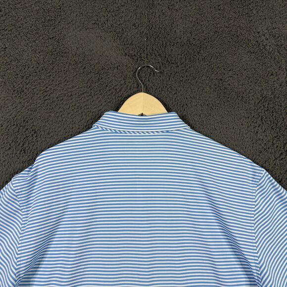 Vineyard Vines Polo Shirt Mens 2XL Light Blue Striped Performance Stretch Golf - Picture 8 of 11